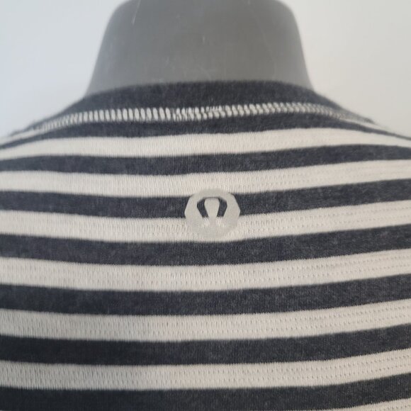 Lululemon Binary Crew White Heathered Black Super Wide Load Stripe Size L - Picture 4 of 14